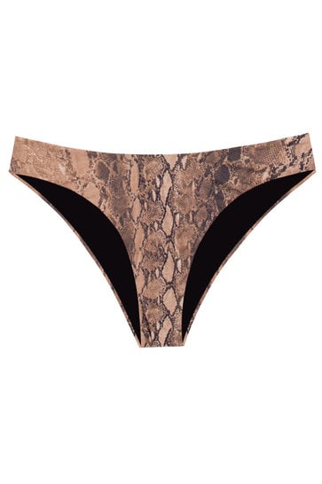 Bikini Broekje Reversible High Cut Python Bruin