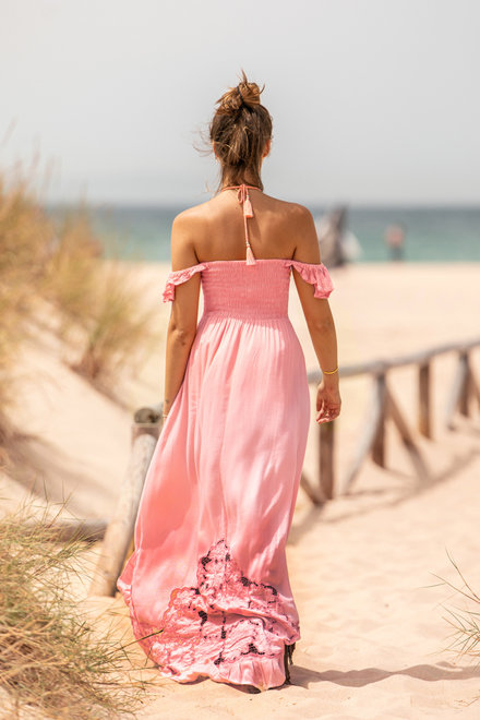 Maxi robe faite de rose