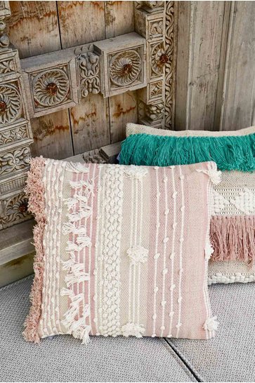 Handwoven Cushion Cover Light Pink 50x50cm