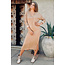 ibzmode Robe Jersey Manches Longues Camel