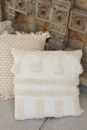 Handwoven Cushion Cover Style Ivory 50x50cm
