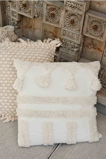 Handwoven Cushion Cover Style Ivory 50x50cm