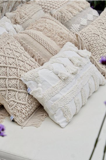 Handwoven Cushion Cover Style Ivory 35x70cm