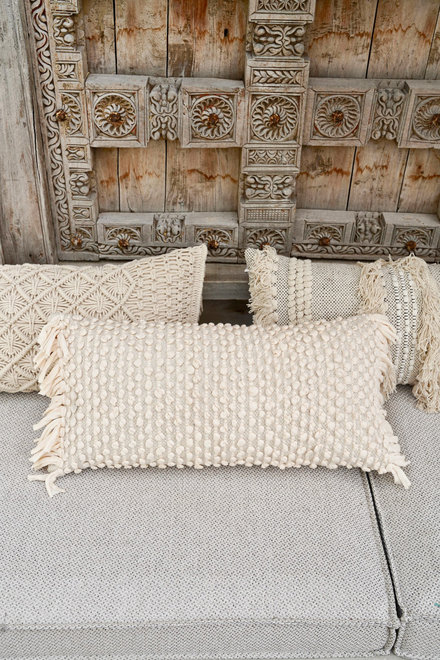 Handwoven Cushion Cover Bubble Natural 35x70cm