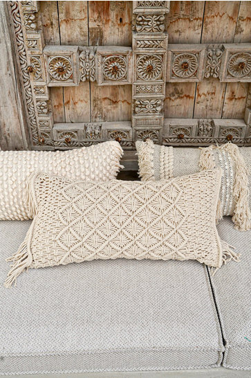 Handwoven Cushion Cover Macrame Natural 35x70cm