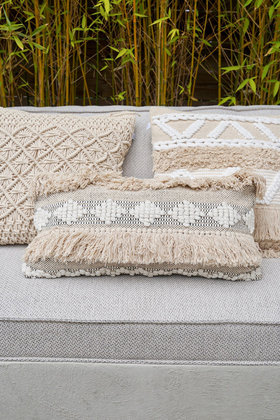 Handwoven Cushion Cover Boho Natural 35x70cm