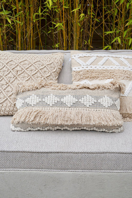 Handwoven Cushion Cover Boho Natural 35x70cm