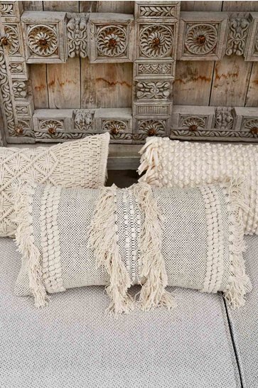 Handwoven Cushion Cover Natural 35x70cm