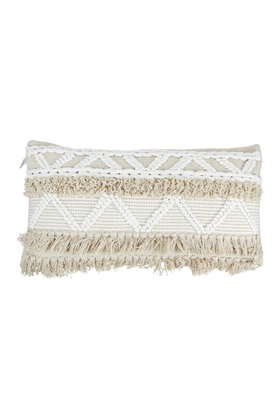 Housse de Coussin Tissée Main Aztèque Naturel 35x70cm