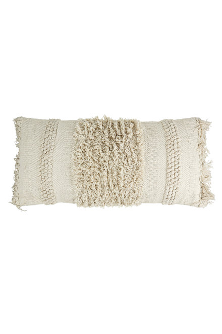 Housse de Coussin Tissée Main Frange Naturel 35x70cm