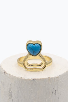 Ring Heart Goud Turquoise