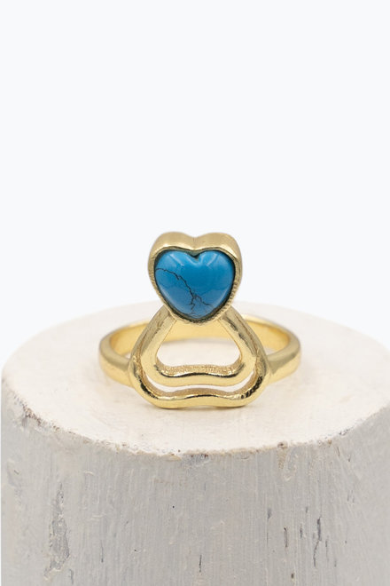 Bague Coeur Or Turquoise