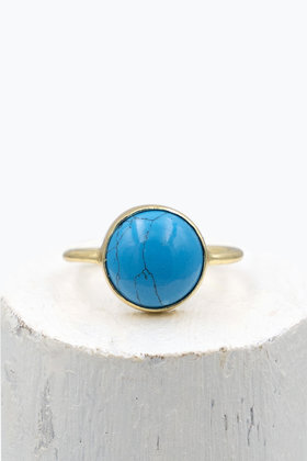 Ring Round Goud Turquoise