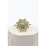 ibzmode Bague Fleur Pierre Or Turquoise