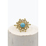 ibzmode Ring Flower Stone Goud Turquoise