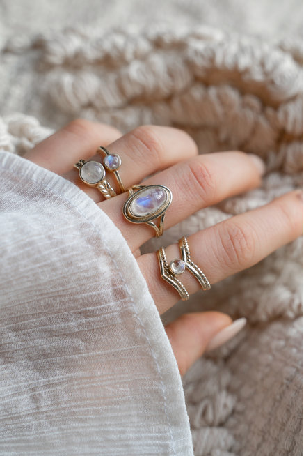 White Moonstone Rings