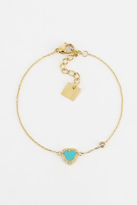 Bracelet Turquoise Heart Gold