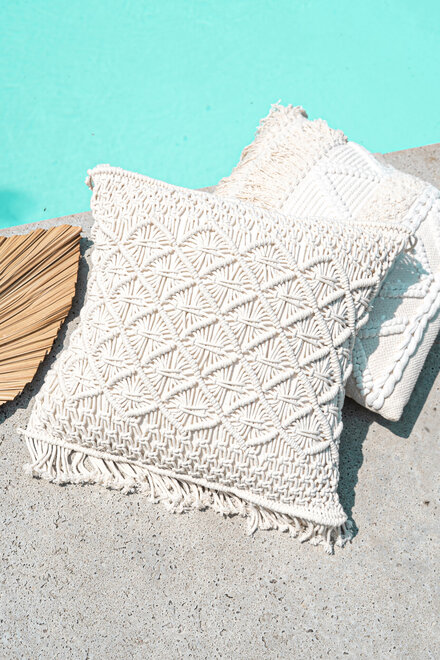 Housse de Coussin Tissée Main Macramé 50x50cm
