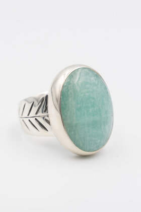 Bague Ovale Amazonite Argent