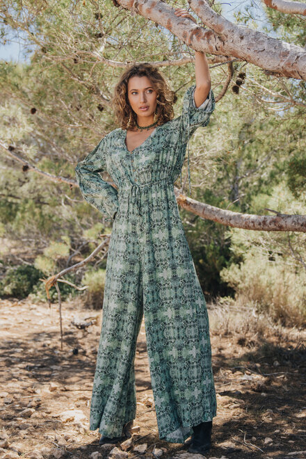 Jumpsuit Boho Forest Leaves Green