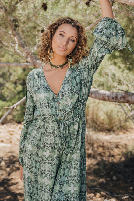 Jumpsuit Boho Forest Leaves Groen