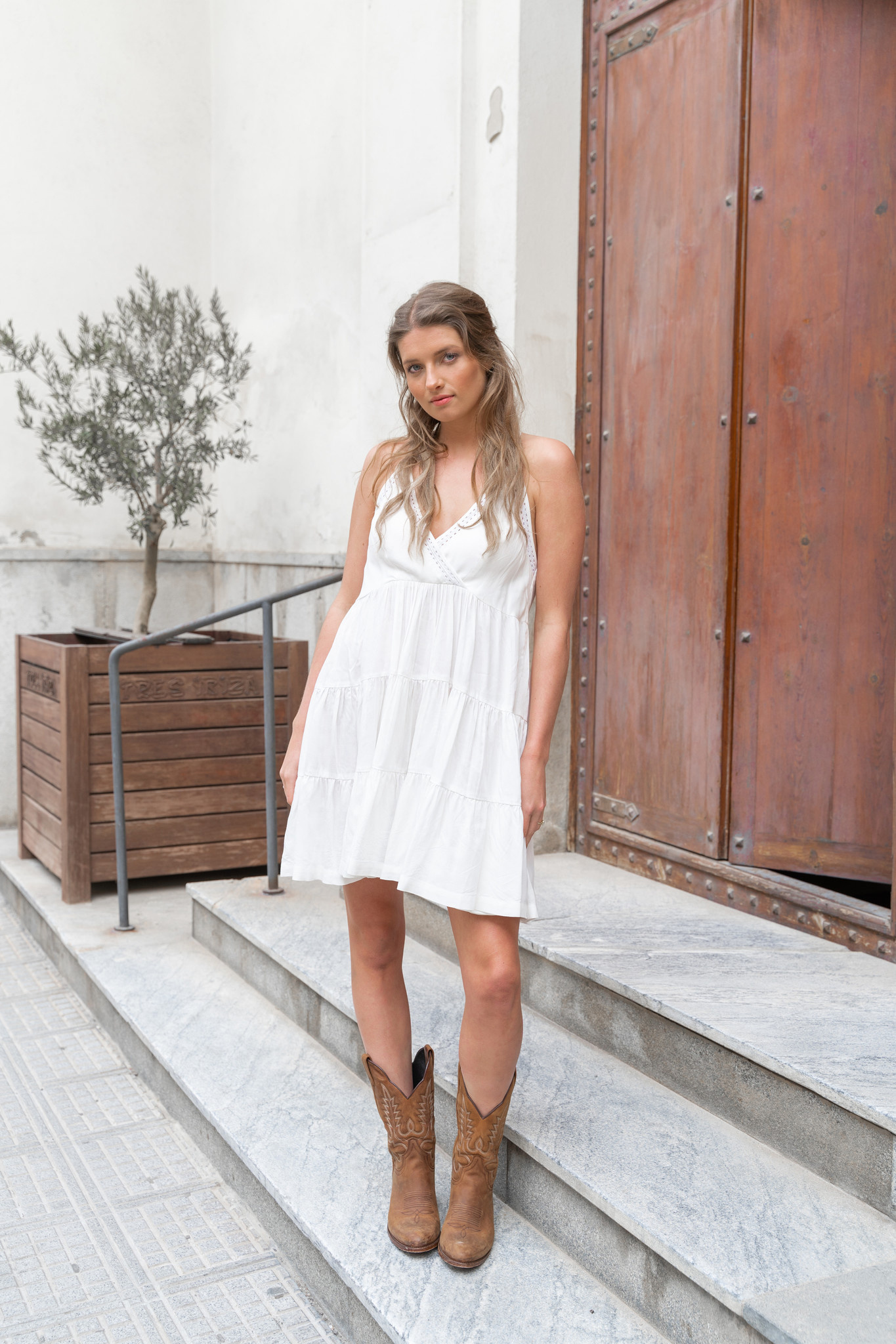Cute A line Halter Ivory Lace Dress Holiday Dresses