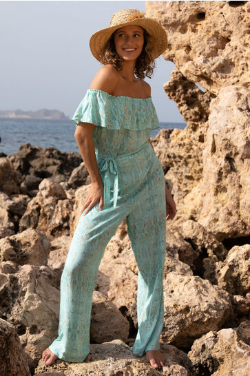 Jumpsuit Power of Feathers Turquoise