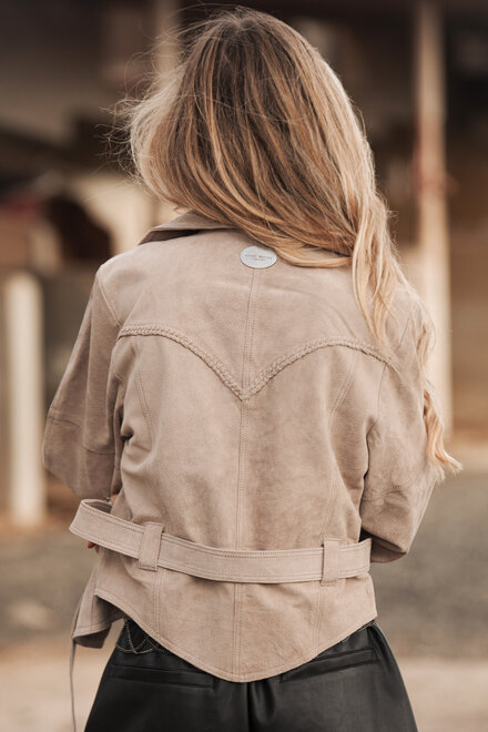 Blouson Riley Cuir Beige