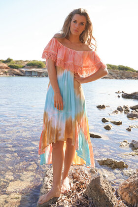 Vestido Bella Tie Dye Coral