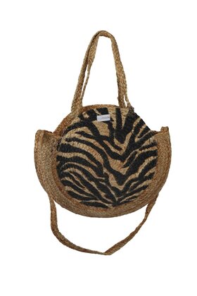 Tasche rund Zebra schwarz