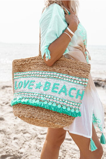 Beach Bag Love & Beach Silver/Aqua