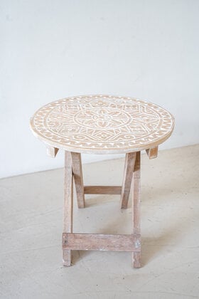 Folding Table Round Sari Off White