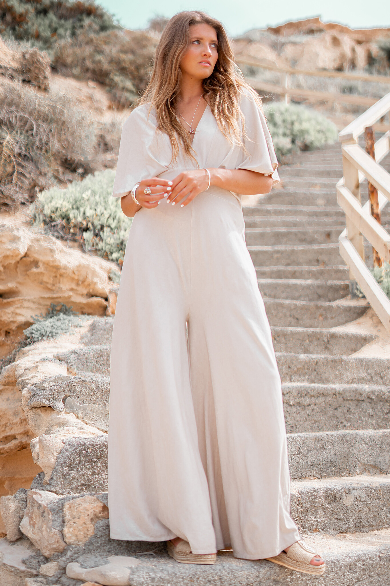 LOOK 747 SIDE LAP JUMPSUIT WITH STONE DETAILS