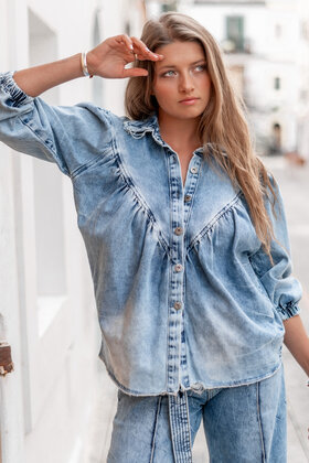 Denim-Bluse Pancha Blau