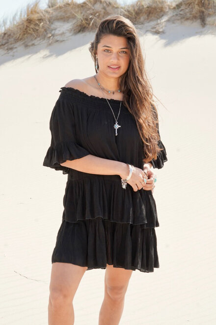 Kleid Rüschen Schwarz