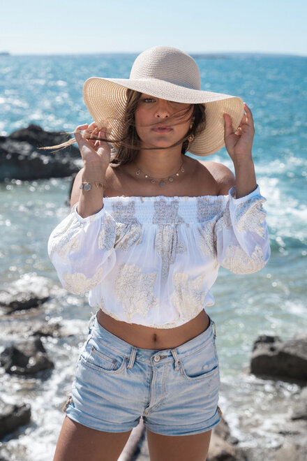 Off-Shoulder-Top Goldy White