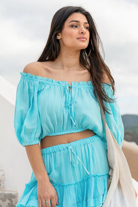 Crop Top Turquesa Gitana