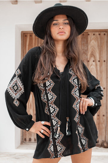 Blusa Larga Seina Inca Negro