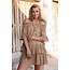 ibzmode Robe Courte Volant Lurex Marron