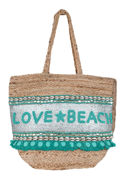 Bolsa de playa Love & Beach Plata/Agua
