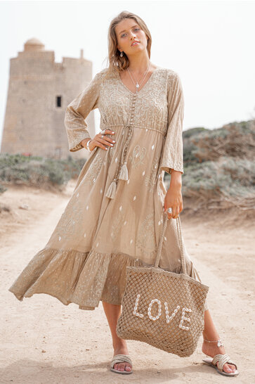 Long Dress Flora Taupe