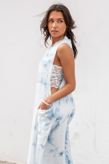 Langes Kleid Ciri Blau Tie Dye