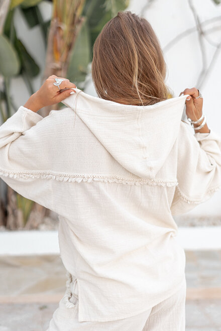 Sweat à capuche Lio Ecru