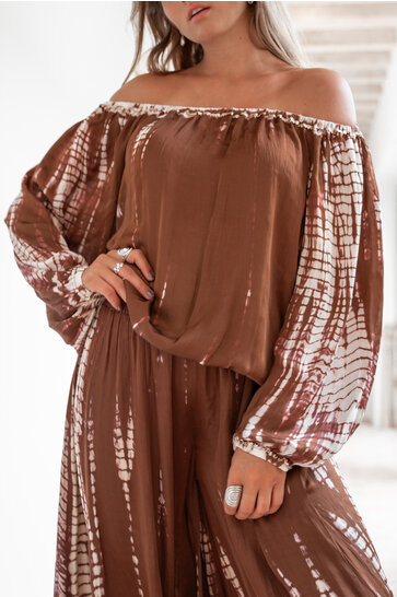 Blouse Jaydi Tie Dye Silk Brown