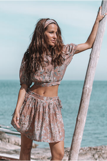 Flora Printed Top Multi Color Old Rose