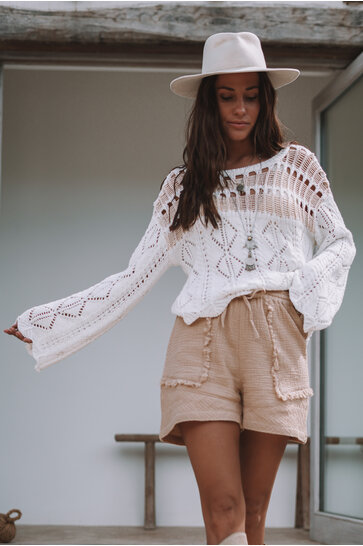 Alaya Ajour Knitted Jumper Off White