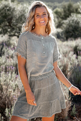 Jupe courte Lin Khaki