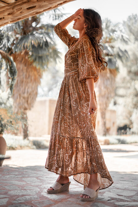 Vestido Santi Paisley Taupe