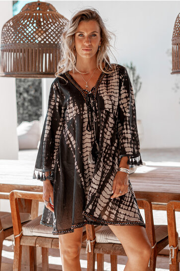 Kurzes Kleid Inessa Tie Dye Schwarz