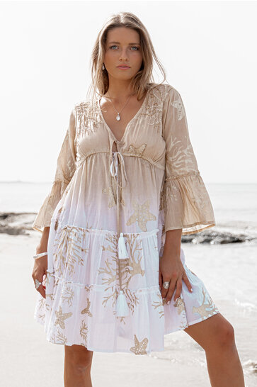 Short Dress Seaside Sand/White